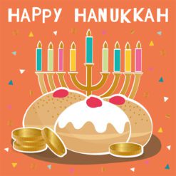 Happy Hanukkah Sufganiyot Donut Card