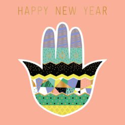 Jewish New Year Modern Art Hamsa Hand Card